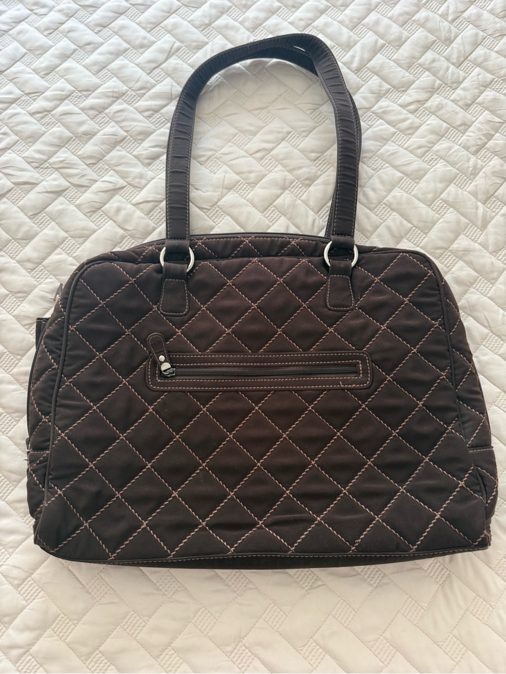 Vera Bradley Brown Quilted Laptop Work Tote Bag